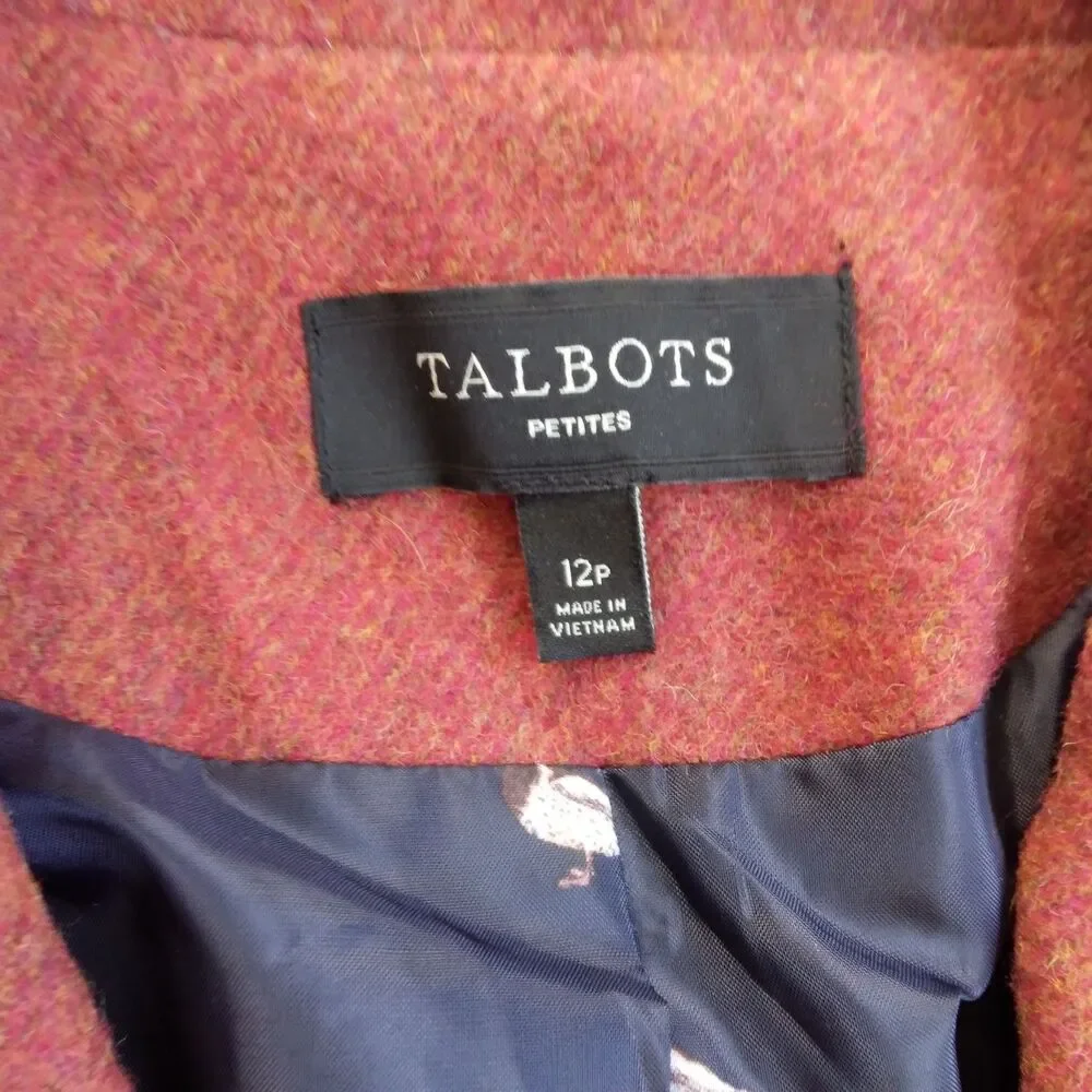 Talbots Blazer Jacket Rust Wool Blend Boho Preppy Women's Size 12P - Picture 6 of 13